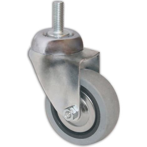 MASIDEF - RUOTA PIROETTANTE IN GOMMA GRIGIA CON PERNO DIAMETRO mm 100
