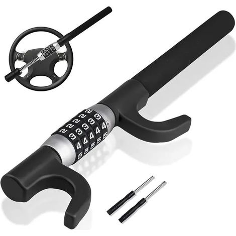 ®RisingFF Verrou de volant, verrouillage sans clé à combinaison de chiffres pour voiture,dispositif de sécurité antivol,ajustement (1/5)
