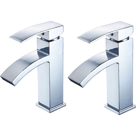 Robinet de lavabo mitigeur monocommande cascade chrome – Hauteur 20 cm – Hauteur sous bec 9 cm – Économie d'eau jusqu'à 30% – Ideko (1/5)