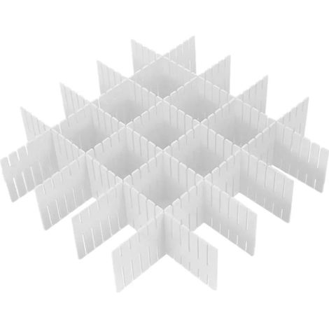 Schubladen-Organizer, 8er-Pack verstellbarer Schubladenteiler aus Kunststoff, für Schrank, Unterwäsche, Socken, Krawatten, Gürtel, Kosmetik, 42,26cm, weiß (1/4)
