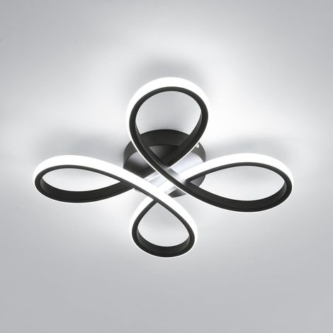 Plafonnier LED Moderne, Lampe de Plafond 30W 3375LM, Luminaire Plafonnier Forme de Fleur pour Couloir, Balcon, Chambre, Salon, Salle à Manger, Lumière Blanche 6500K, 30cm, Noir (1/5)