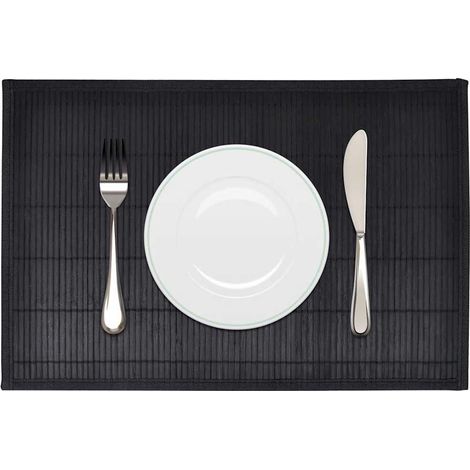 Napperons 6 pcs Bambou 30 x 45 cm Noir (1/4)
