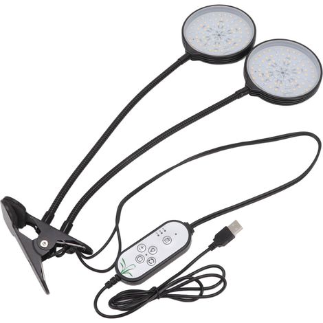 Lampe croissance 30W USB – 5 niveaux dimmable – étanche double tête – clip base – minuterie