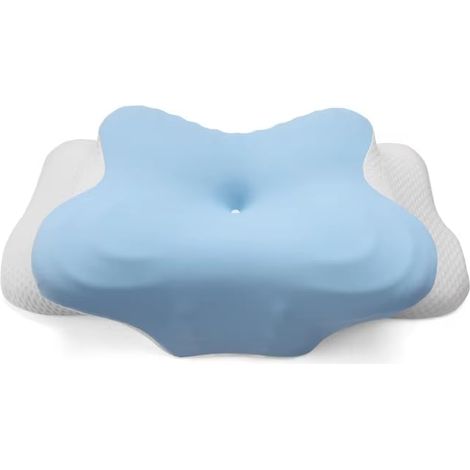 Cuscino cervicale in memory foam per alleviare il dolore al collo, sagoma ergonomica con rivestimento in seta ghiacciata traspirante e rinfrescante per chi dorme su un fianco e sulla schiena (bianco e
