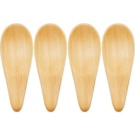 4 cucharitas de madera pequeñas, mini salero de vidrio de 7 × 2,5 cm, mango corto, hecho a mano, hierbas, madera (1/5)