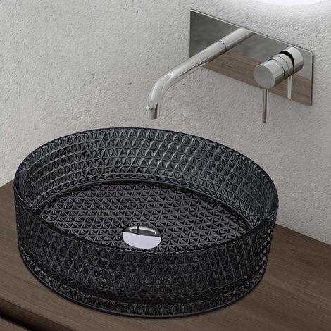 doporro lavabo sobre encimera lavabo de cristal 39x39x12cm en vidrio gris lavabo Minerva07 (1/5)