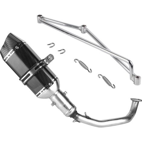CFTGIW Collecteur de Système D'échappement Complet + Silencieux D'échappement en Fibre de Carbone, Collecteur D'échappement en Acier Inoxydable, Tube D'échappement Complet adapté pour (1/5)