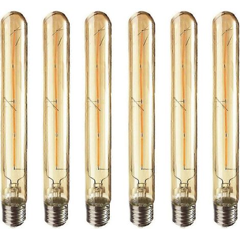 Lot de 6 ampoules LED à filament rétro Edison à culot E27, tube long en verre fumé, 4 W, 2700 K (1/5)