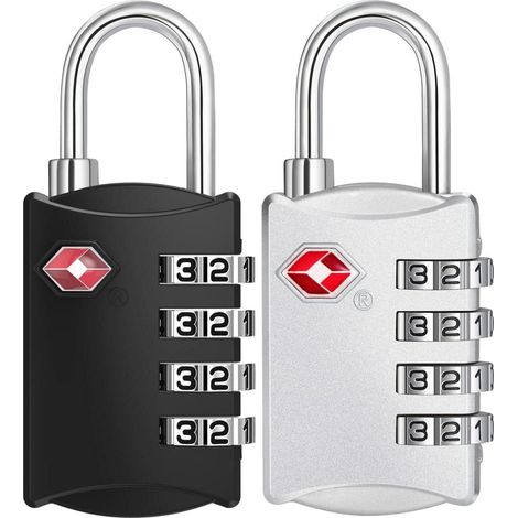 Kofferschloss TSA Zahlenschloss 4Stellig Koffer Schwarz silber 2 Stück (1/5)