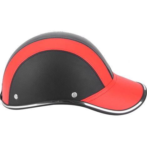 Casque moto demi-visière universel léger, casquette de sécurité vélo, style casquette baseball rouge A0322 taille unique (1/3)