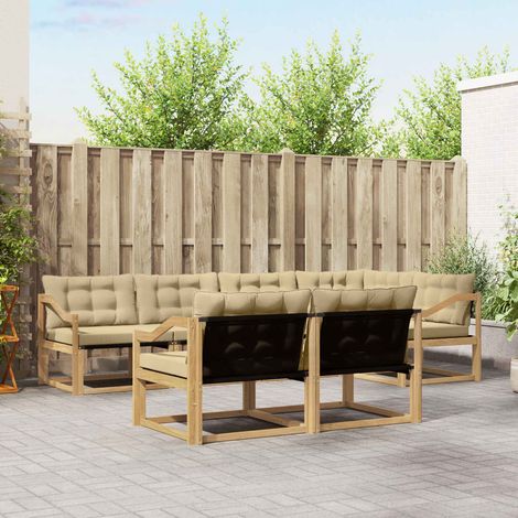 vidaXL Outdoor-Sofagarnitur 7 Stk. Weiß und Beige (1/5)