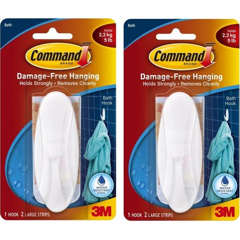 Command 17083B - Gancio per filo con strisce resistenti all'acqua, grande, colore bianco (1/4)