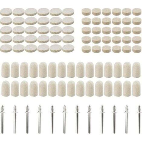 Green Mobility-Tampons de polissage en feutre de laine 102, disques abrasifs pour outils rotatifs, diamètres assortis : 10/13/25 mm (1/4)