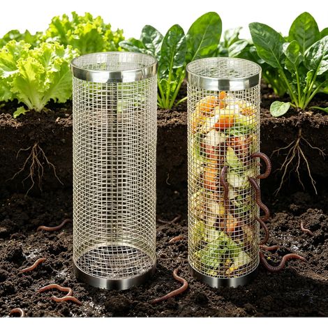Lot de 2 bacs à compostage souterrains en acier inoxydable