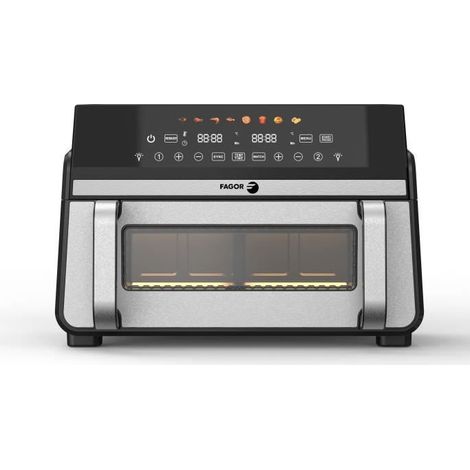 Fagor – Friteuse sans huile 11L 2400W – Double cuve avec séparateur amovible – 8 programmes – Écran tactile pour cuisson facile