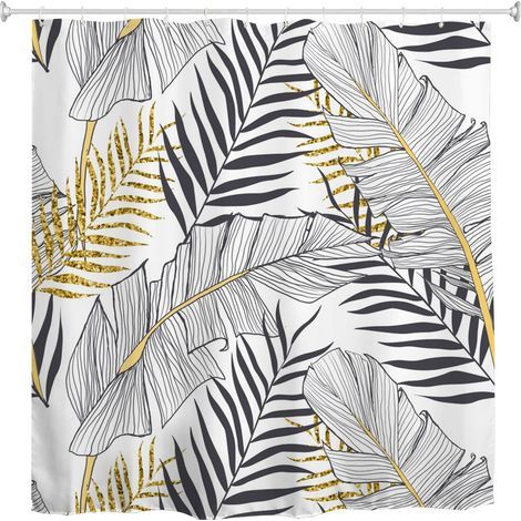 BRAVIX Rideau de Douche 180x180cm, motif feuilles Rideau Douche Imperméable simple Rideau de Douche Salle de Bain (1/3)