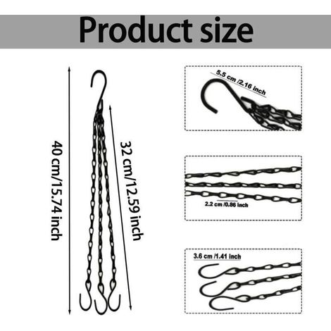Suspension Plante Intérieure 40 cm Macrame, 6 Pièces avec Crochet en S - Convient pour Accrocher Divers Accessoires pour la Maison (1/5)