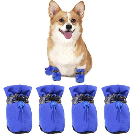 Set mit 4 Hundeschuhen, rutschfesten Hundesocken, Hundeschuhen mit reflektierenden Streifen, verstellbaren Schuhen, Schutzschuhen