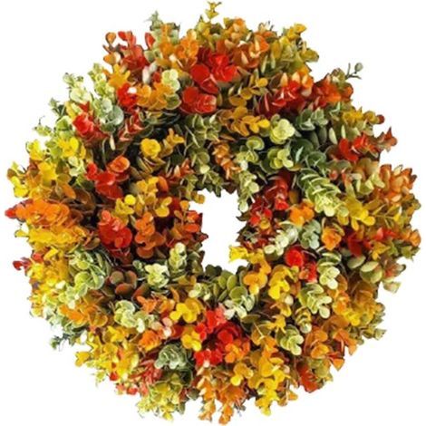 Simulated autumn door garland, decorative wreath for doors. (1/5)