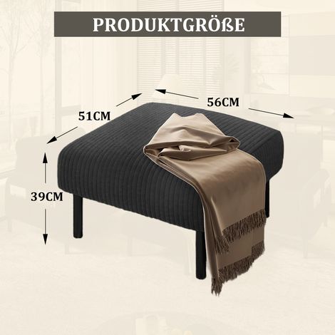 Tabouret haut de gamme en tissu côtelé cadre métallique,velours ultra-doux. Multi-usage comme reposepied et table de chevet,sans outils-Go.