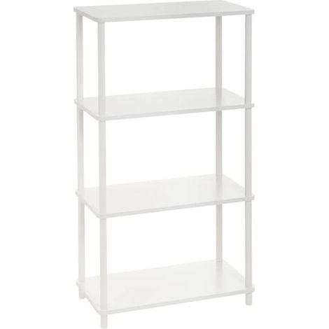 Console étagère - JUANIO - 4 niveaux - Blanc - 60x30x110 cm - MDF et métal (1/5)