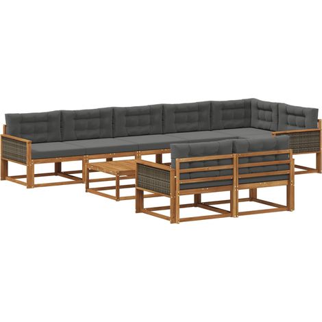 Outdoor Sofa Set with Cushion 9 pcs Natural and Anthracite vidaXL (1/5)