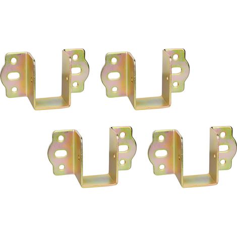 Supports Fixation Central pour Rail de Lit Suspension de Solive en Bois Largeur 30 mm Metal Connecteurs Raccord pour Cadre de Lit Chromé Jaune 4 pièces (1/5)