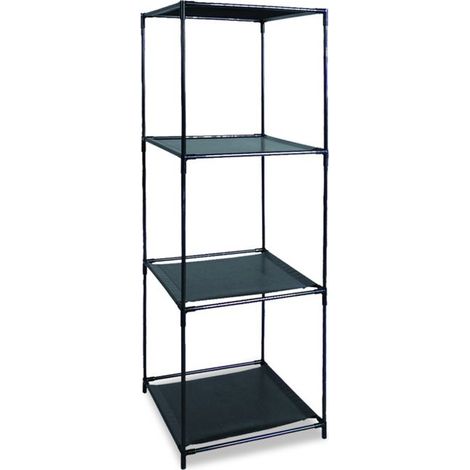 Étagère carrée en tissu - JUANIO - 4 tablettes - Structure métal noir - 34,5x34,5x104 cm - Charge 10 kg/étagère (1/2)