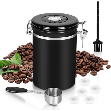 SWANEW Caffettiera. caffettiera. serbatoio di stoccaggio in chicco di caffè in acciaio inossidabile. con 1.8L cucchiaino (1/5)