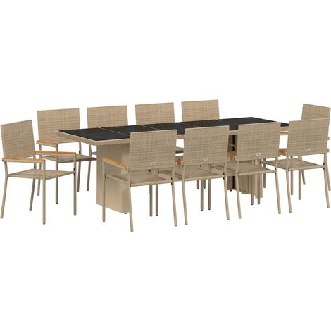 Maison Exclusive - Conjunto de Comedor de Jardín 11 pcs Beige rat
