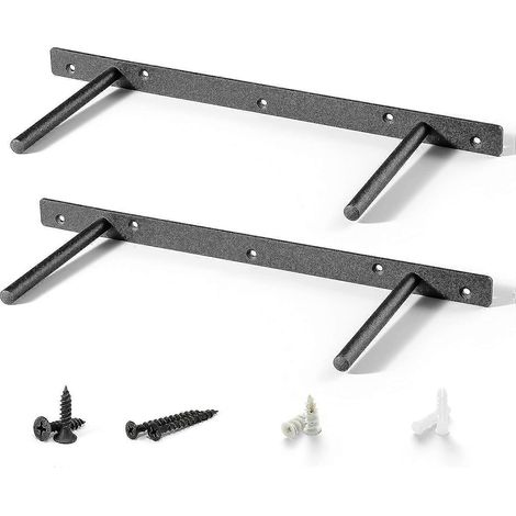- Supports d'étagère flottante robustes (2 pièces) en acier massif - Fixations invisibles pour étagères flottantes en bois - Vis et chevilles incluses (1/5)