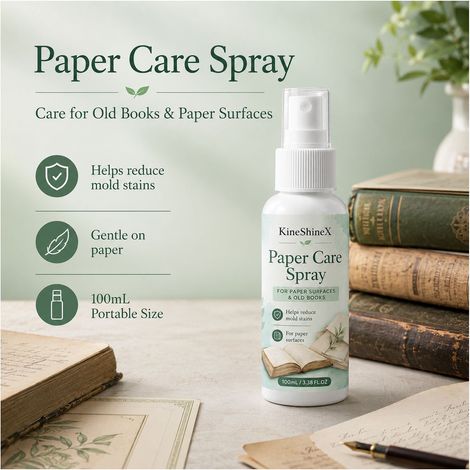 KineShineX Papierschimmelentferner-Spray für Bücher, Papier, Dokumente und Archive - Schonend zur Entfernung von Schimmelflecken und Mehltau. (1/4)