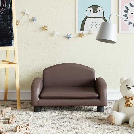 vidaXL Divano per Bambini Marrone 50x40x30 cm in Similpelle