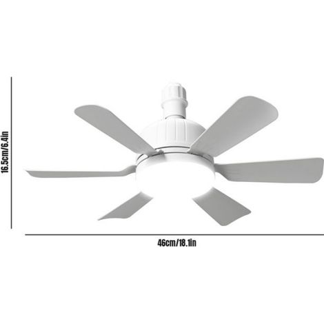 Ventilateur-plafonnier télécommandé culot E27|40W,6 pales blanc, 3 vitesses + 3 température de couleur, 2400lm (1/5)