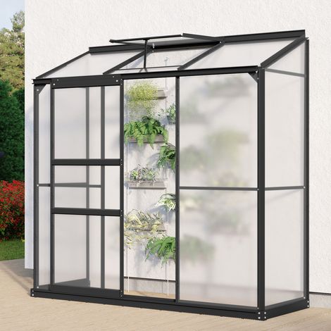 Vitavia Anlehn-Gewächshaus "Styx 1300", schwarz, 1,3 m², 4 mm HKP (1/2)