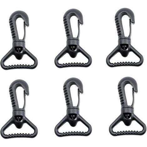 BUNTHAUS Ahlsen 6 PCS Mousquetons en Plastique, Mousqueton pivotant en Plastique pour Porte de poussée - Mousqueton Rotatif - Mousqueton Rotatif - Fermoir à Boucle pour Sangle, Noir