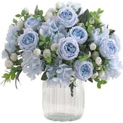 Bardusch-4 bouquets de fleurs d'hortensia pivoines blanches artificielles, peuvent être utilisés pour la décoration du salon ou de la maison, (1/5)