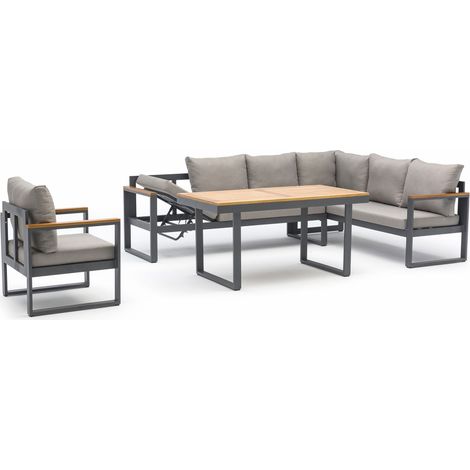 YONAHA - Conjunto de comedor de jardín de 7 plazas en aluminio - DCB GARDEN (1/5)
