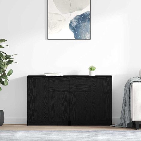 vidaXL  Sideboards  2 pcs Black Oak 60 x 30 x 70 cm Engineered Wood