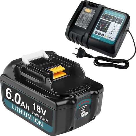 Batterie Makita 18 V, Li-ion rechargeable, chargeur de remplacement, ensemble 6 Ah (1/2)