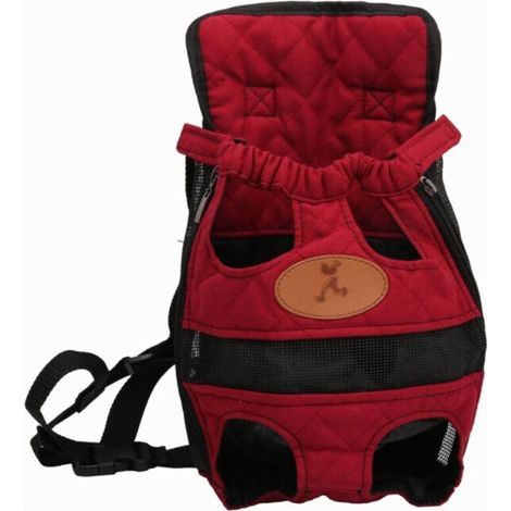 Pet Backpack Outing Bag Sac de transport Sac à dos pour chien Sac à dos poitrine, rouge L (1/4)