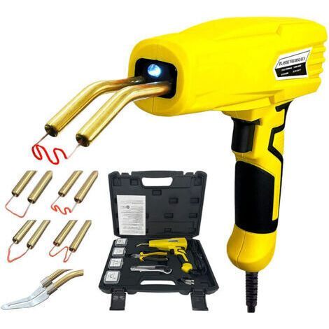 100W Car Bumper Kit Plastic Welding Machine Pliers Utility Knife Smoothing Sheet Flat/M-Shaped/V-Shaped/Wave Staples Yellow, EU Plug (1/5)