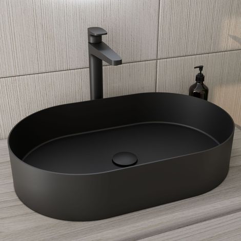 RAK Ingot Oval Countertop Wash Basin 550mm Wide - Black (1/5)