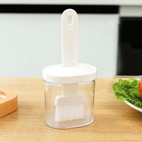 Pinceau à huile en silicone pour barbecue avec flacon, pinceau à crêpes de cuisine, pinceau résistant aux hautes températures pour usage domestique, flacon à miel, flacon à condiments, huile blanche. (1/5)