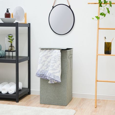50L XXL Wäschekorb mit Deckel Grau - 30x30x60 Wäschesammler