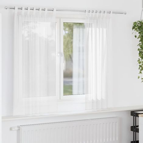 Rideaux en voile avec boucles 2 pcs blanc 140x140 cm vidaXL