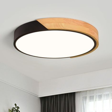 LED Ceiling Light, Modern Black Wood Ceiling Lights 30cm, 24W Round Ceiling Light for Living Room, Bedroom, Kitchen, Hallway 4000K (1/4)