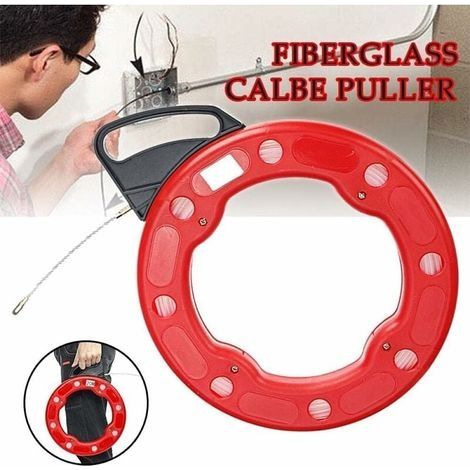 Electricien Tire Fil Aiguille Passe Cable En Fibre De Verre Extracteur De Câble Professionnel Planeur Flexible Ruban De Poisson Pivotant Portable Bobine Conduit Conduit Fil De Traction Outil-30M(30.5c (1/4)