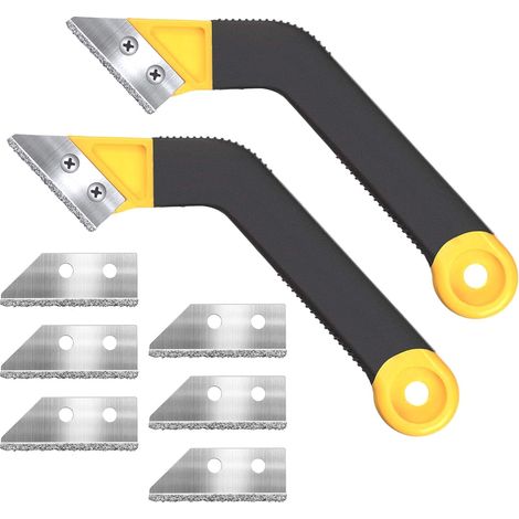 Outil de jointoiement de carrelage en lot de 2, outil de retrait de joint, outil de jointoiement coudé avec 8 lames diamantées (1/5)