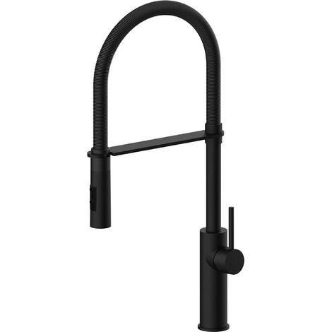 Paffoni Light - Spültischarmatur Professional mit flexiblem Arm, Schwarz matt LIG179NONO (1/3)